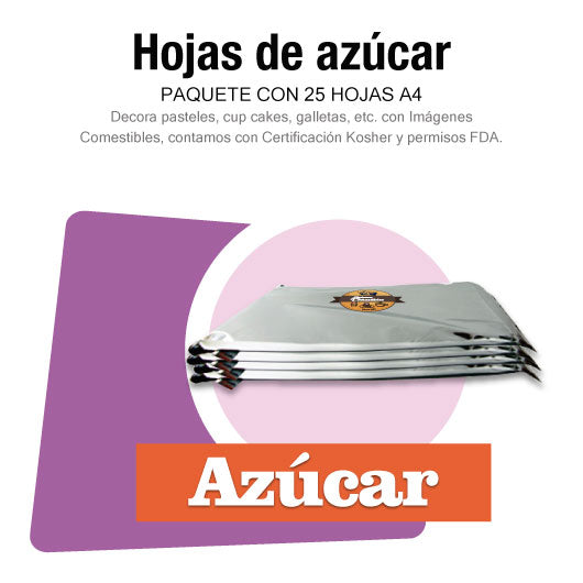 Paquete 25 hojas de azúcar calibre 0.75 (A4)