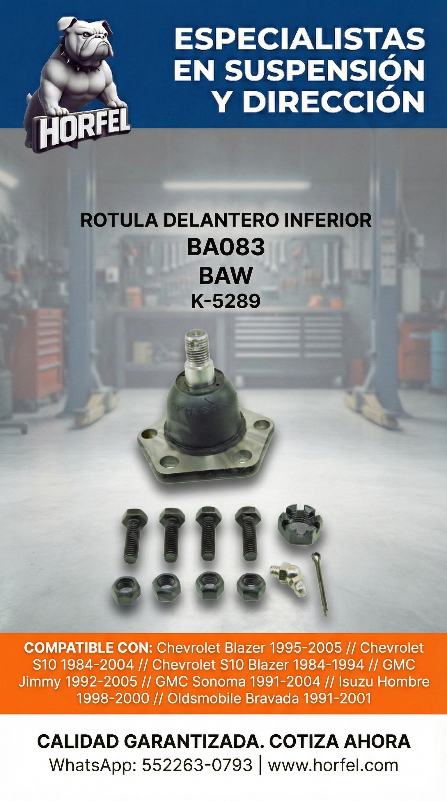 ROTULA DELANTERO INFERIOR Chevrolet S10 Blazer GMC Jimmy (1984-2005) BAW BA083