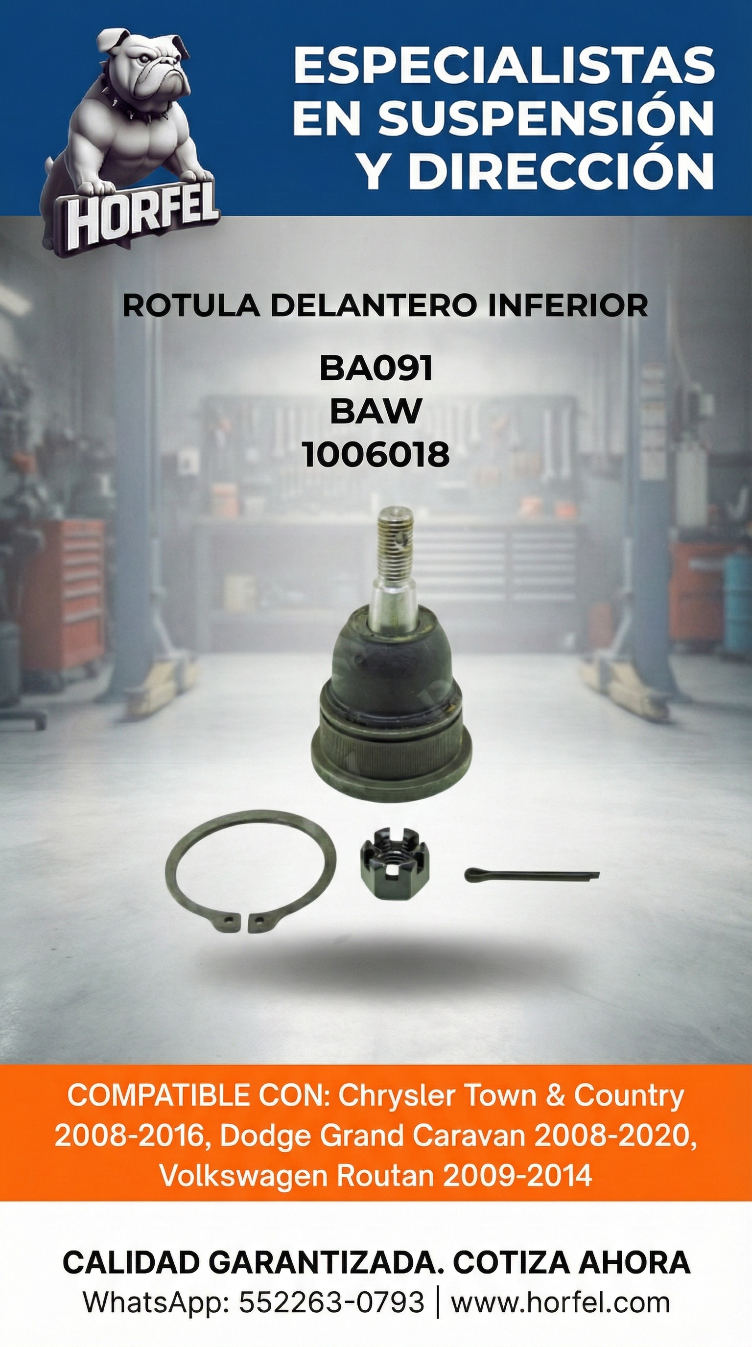 ROTULA DELANTERO INFERIOR Chrysler Town & Country Dodge Grand Caravan (2008-2020) BAW BA091