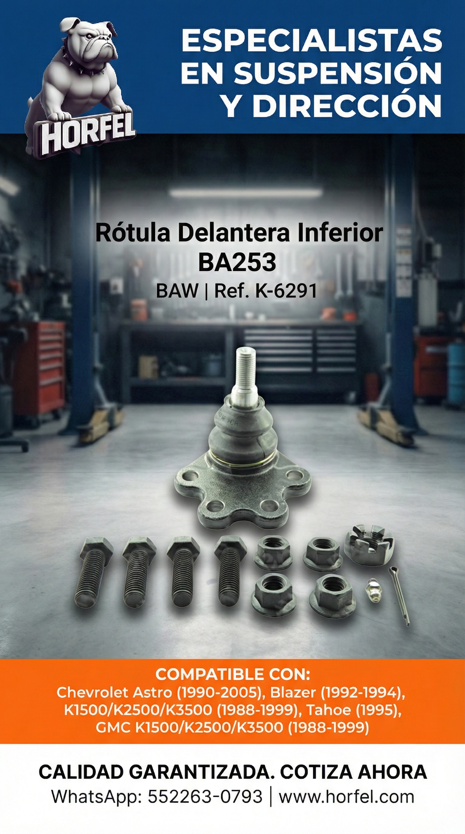ROTULA DELANTERO INFERIOR Chevrolet Astro / K-Series (1988-2005) BAW BA253
