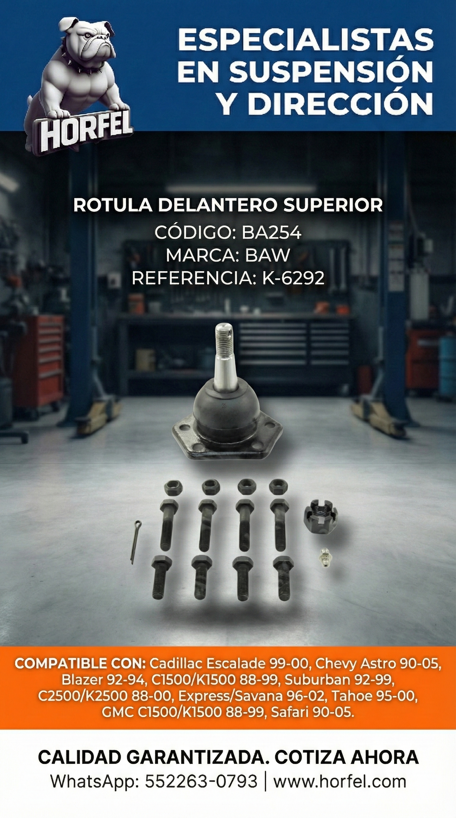 ROTULA DELANTERO SUPERIOR Chevrolet C1500, Tahoe, Suburban (1988-2005) BAW BA254