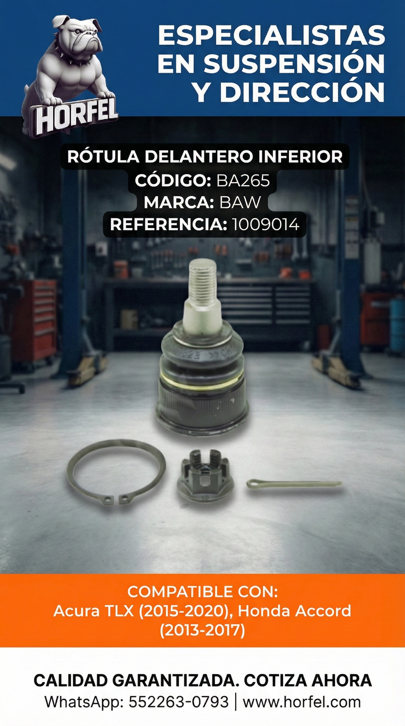 ROTULA DELANTERO INFERIOR Acura TLX Honda Accord (2013-2020) BAW BA265