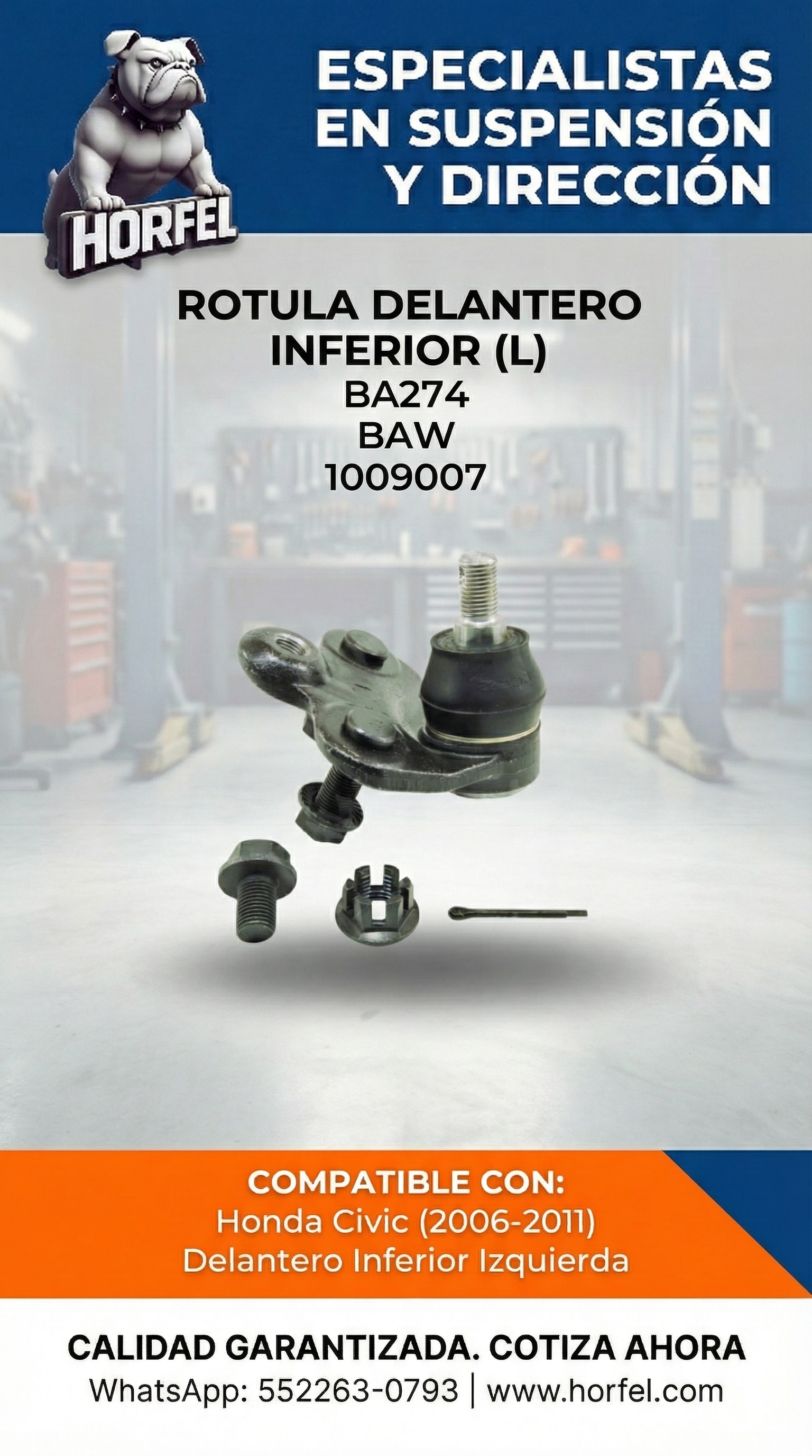 ROTULA DELANTERO INFERIOR (L) Honda Civic 2006-2011 BAW BA274