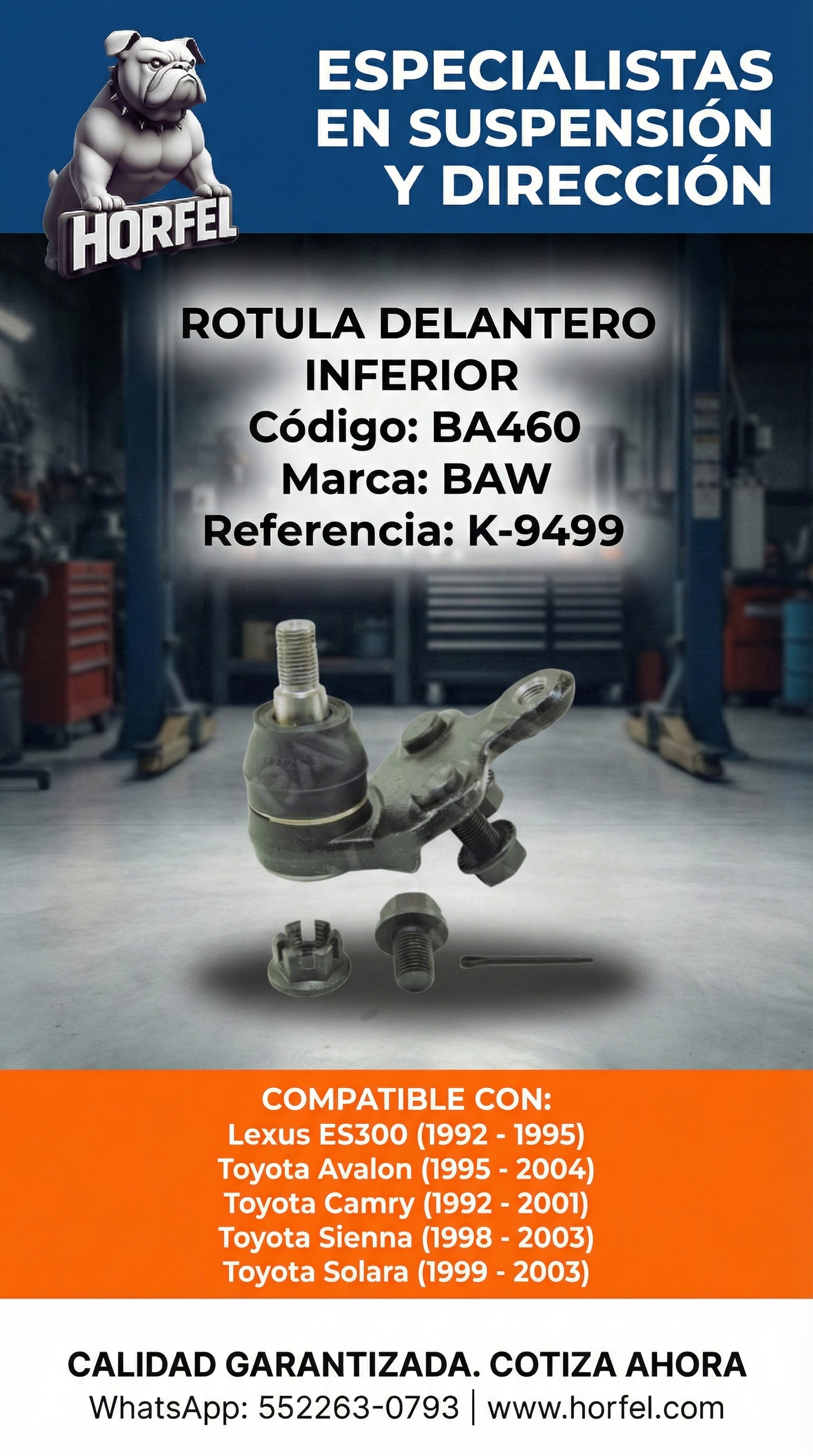 Rótula Delantero Inferior Toyota Camry / Sienna (1992-2004) BAW BA460