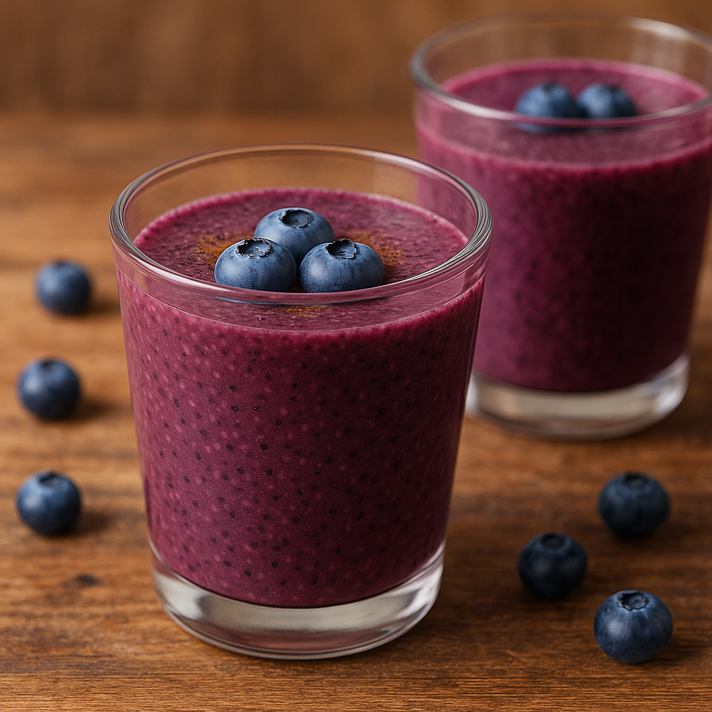 Bebida de arándanos y semillas de chía