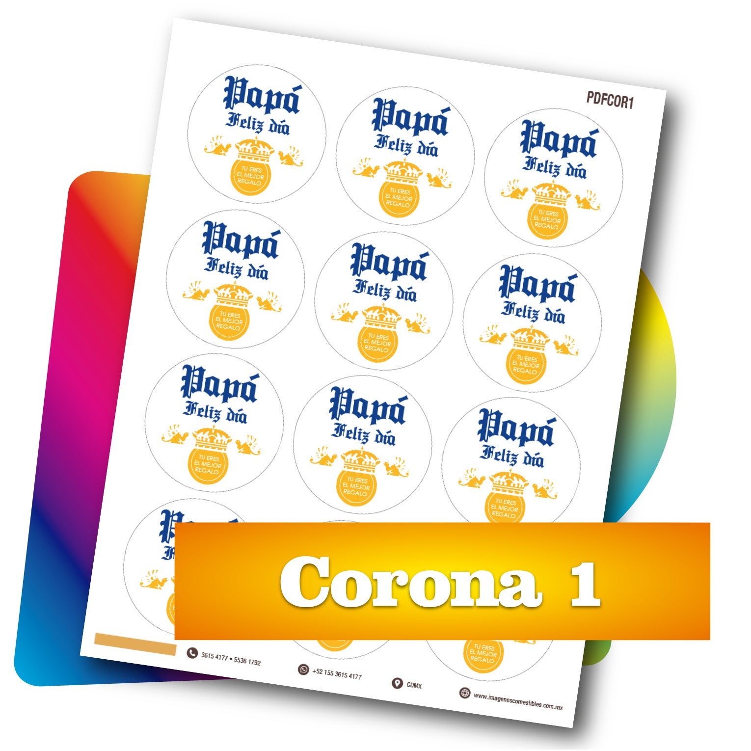 Planilla PDF con 12 círculos de 6 cm. Corona-1
