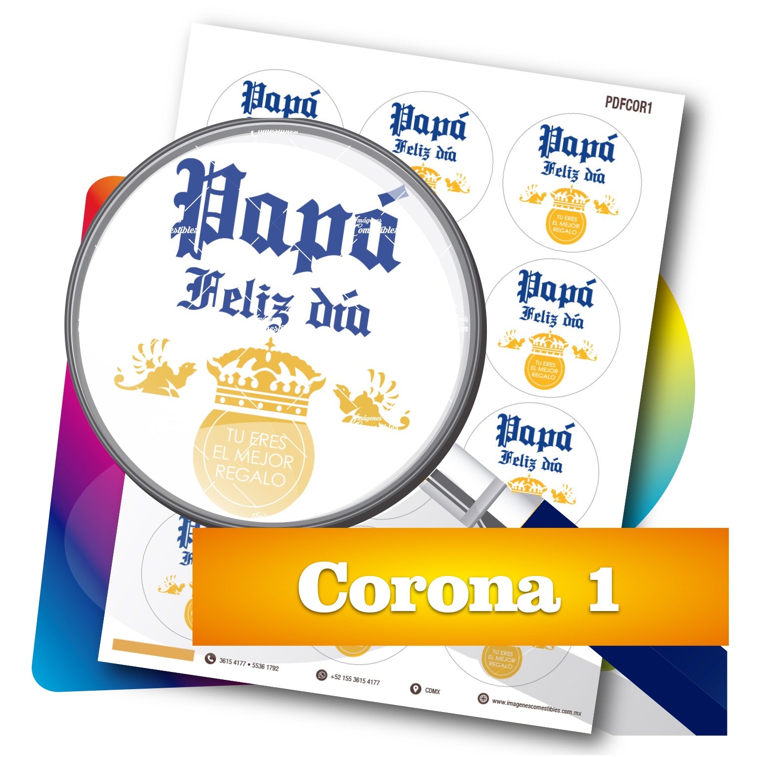 Planilla PDF con 12 círculos de 6 cm. Corona-1
