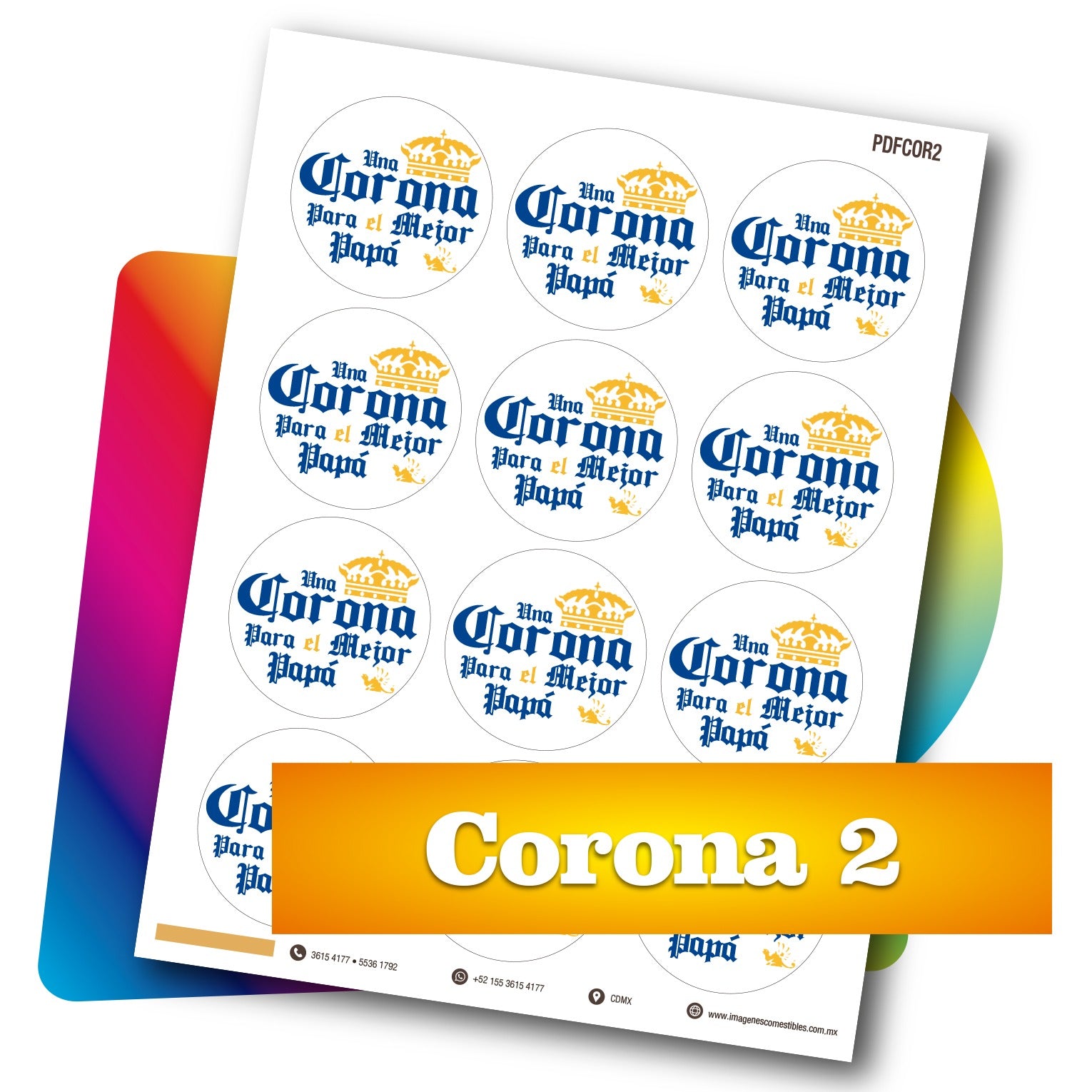 Planilla PDF con 12 círculos de 6 cm. Corona-2