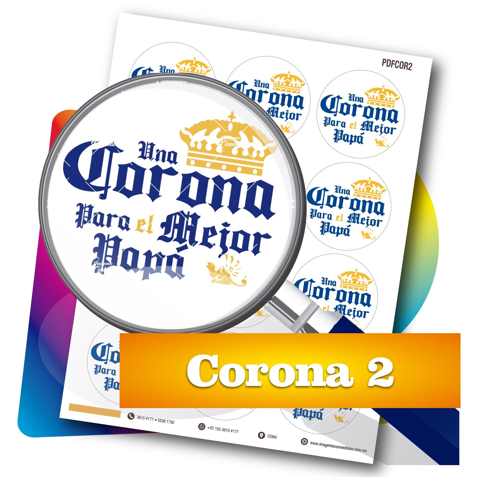 Planilla PDF con 12 círculos de 6 cm. Corona-2