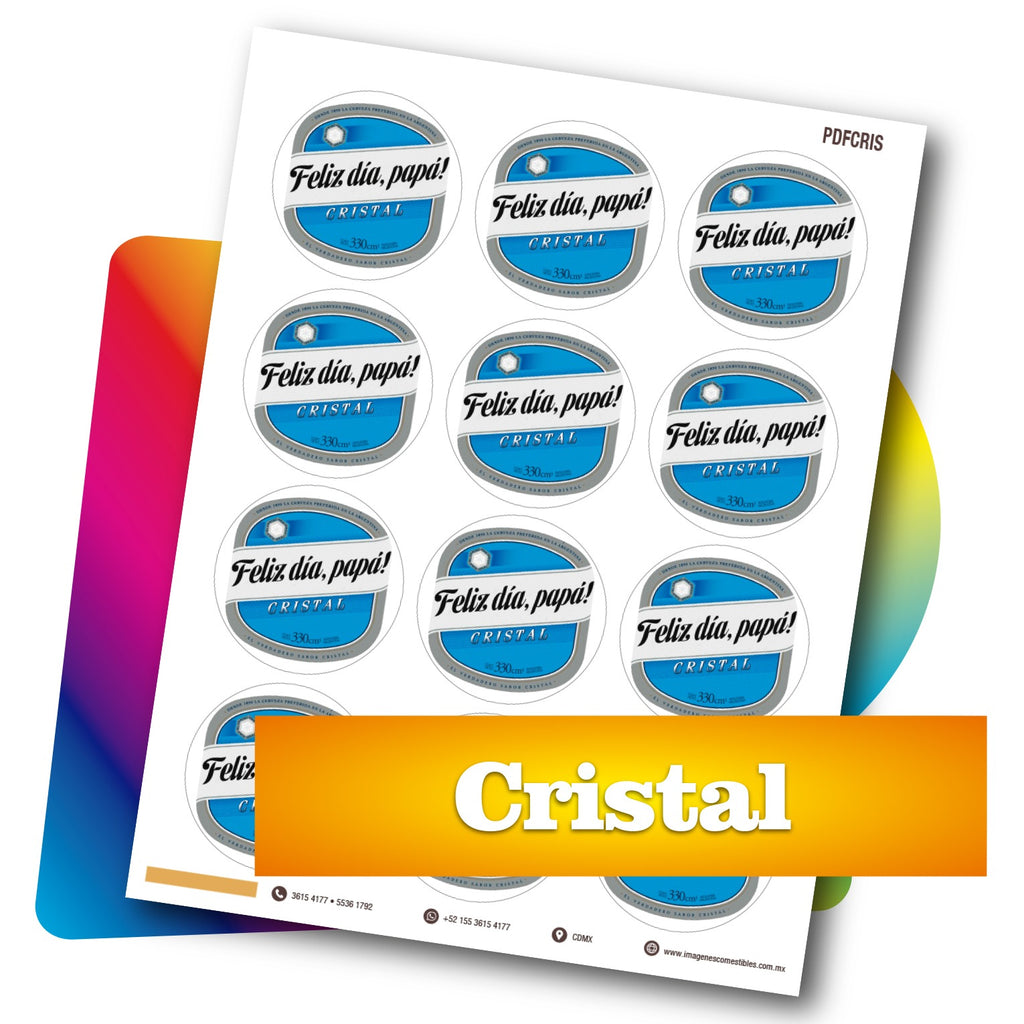 Planilla PDF con 12 círculos de 6 cm. Cristal