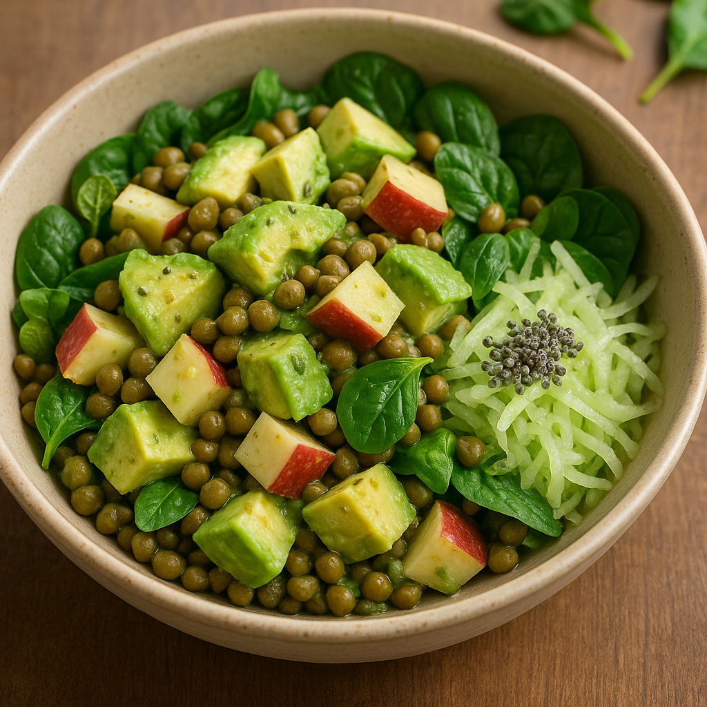 Ensalada de Aguacate con Lentejas y Manzana