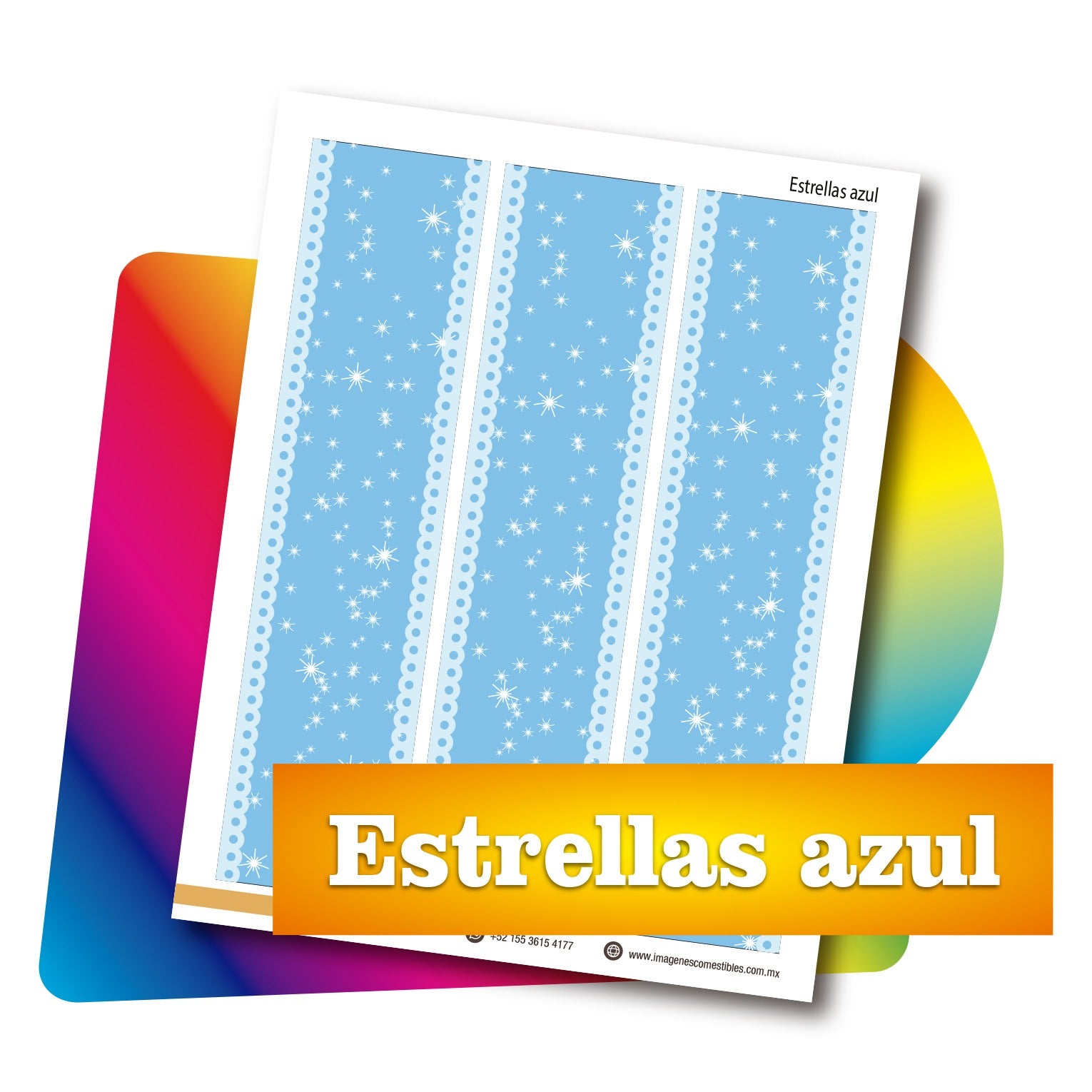 Cenefas PDF 3 de 6 cm. de alto. Estrellas azul