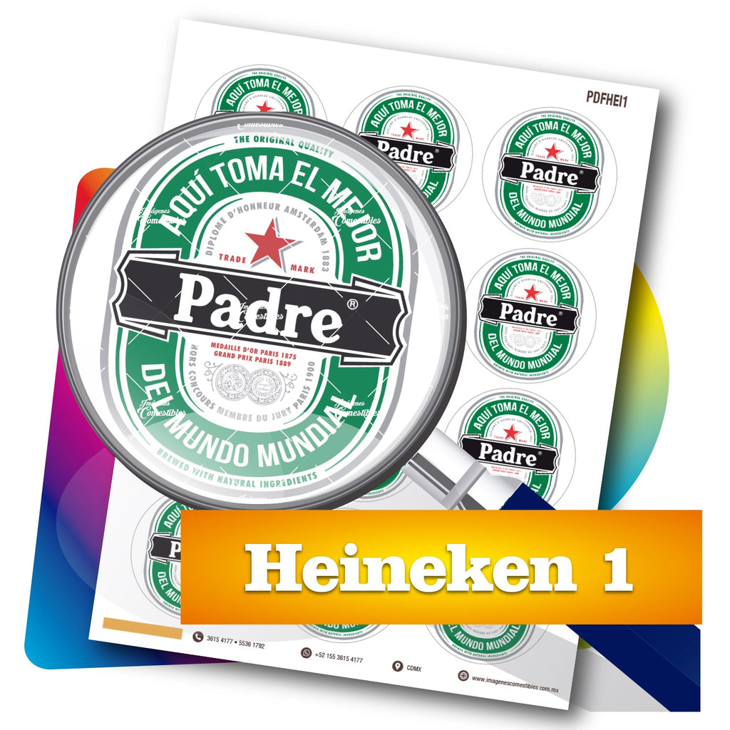 Planilla PDF con 12 círculos de 6 cm. Heineken-1