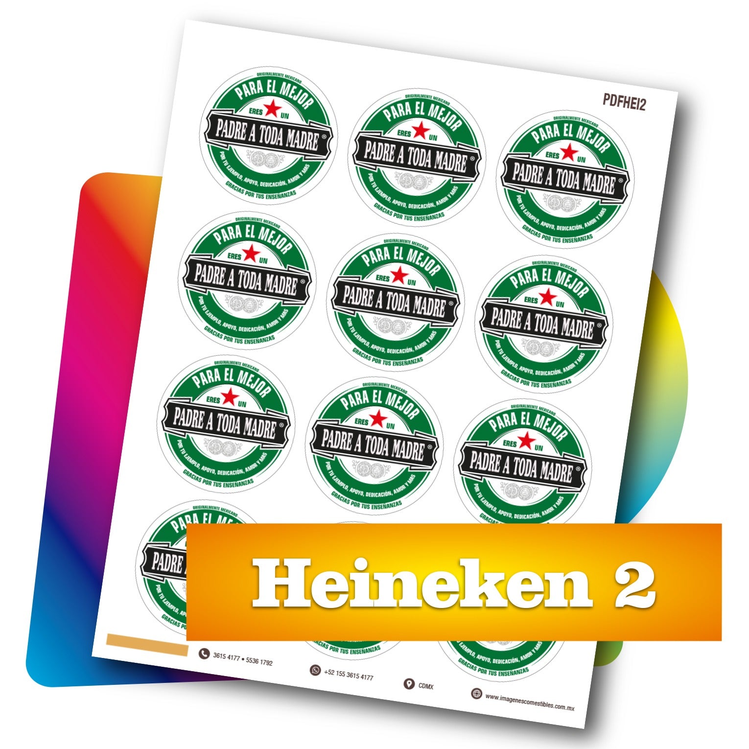 Planilla PDF con 12 círculos de 6 cm. Heineken-2