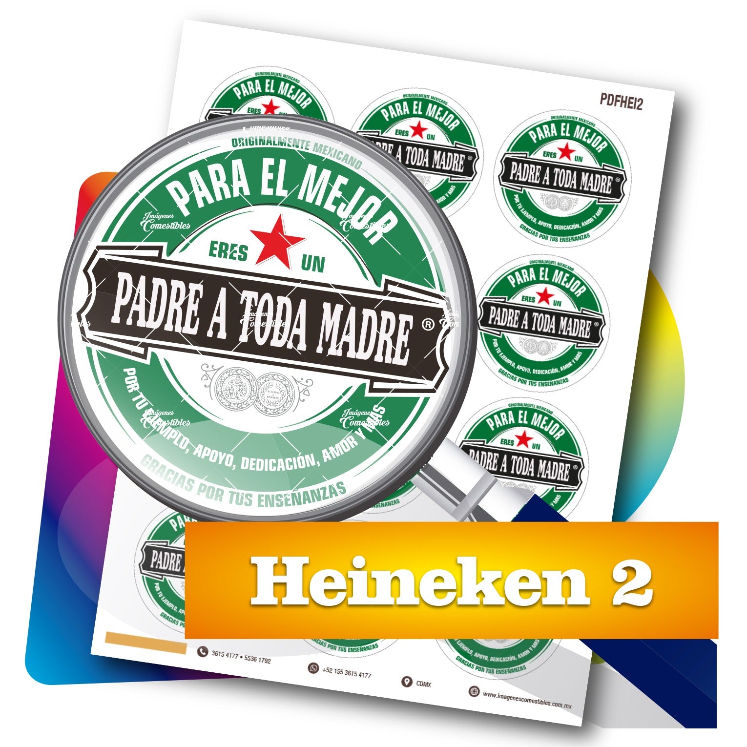 Planilla PDF con 12 círculos de 6 cm. Heineken-2