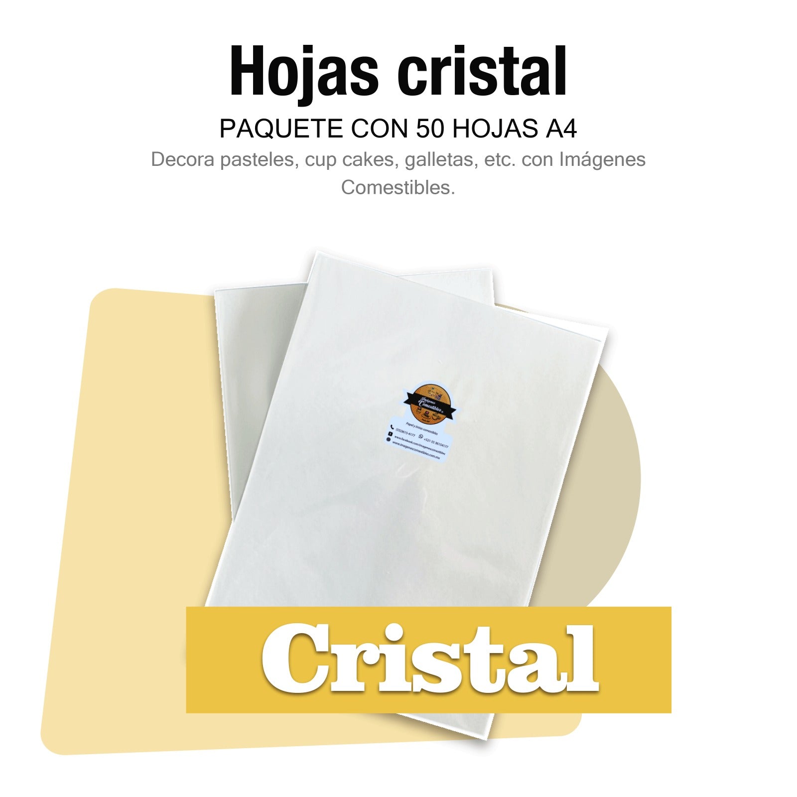 Paquete 50 hojas de arroz cristal (0.5 mm.)