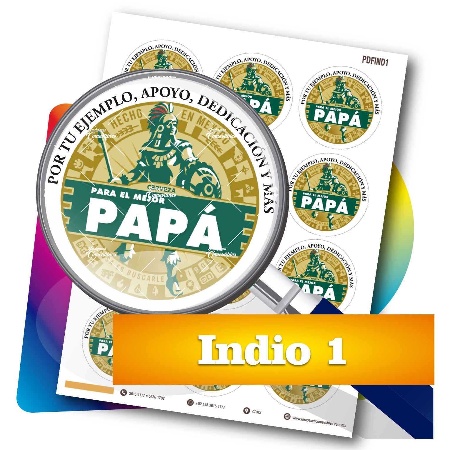 Planilla PDF con 12 círculos de 6 cm. Indio-1