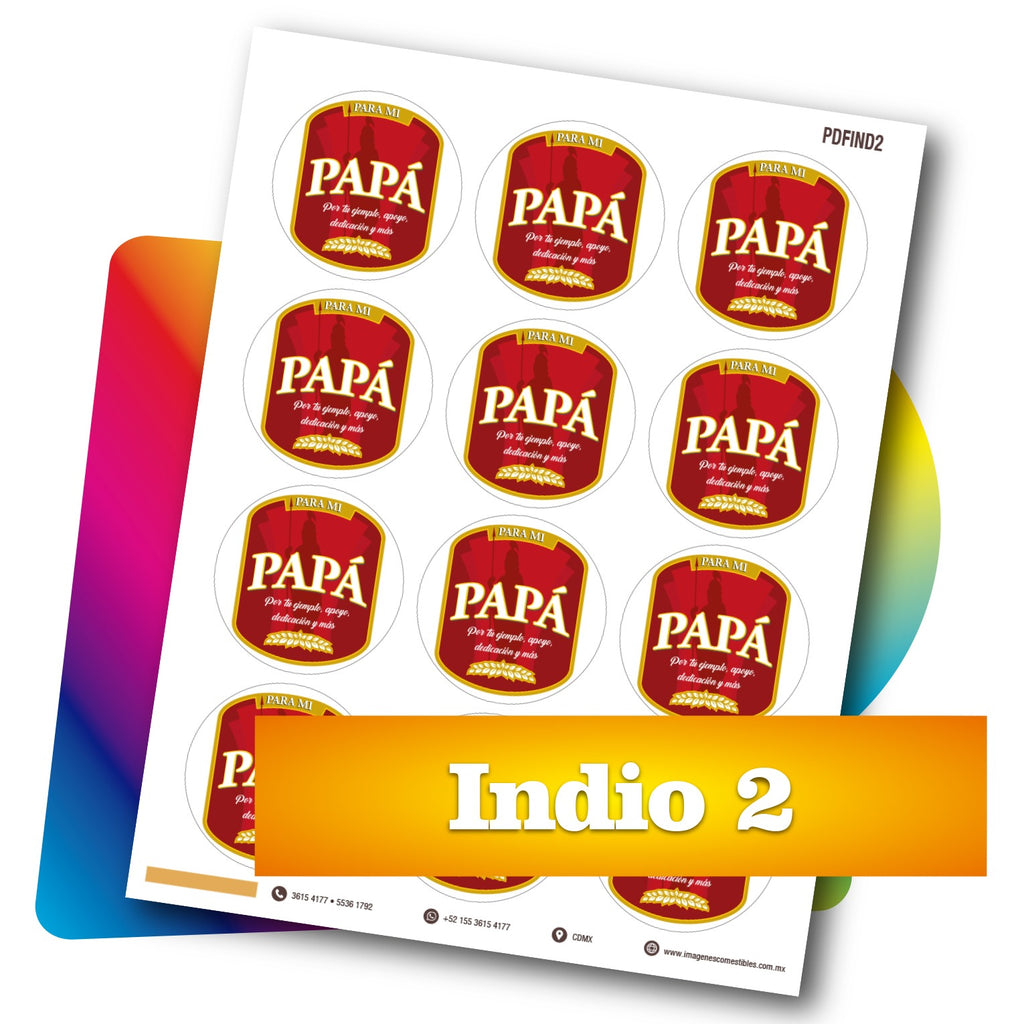 Planilla PDF con 12 círculos de 6 cm. Indio-2