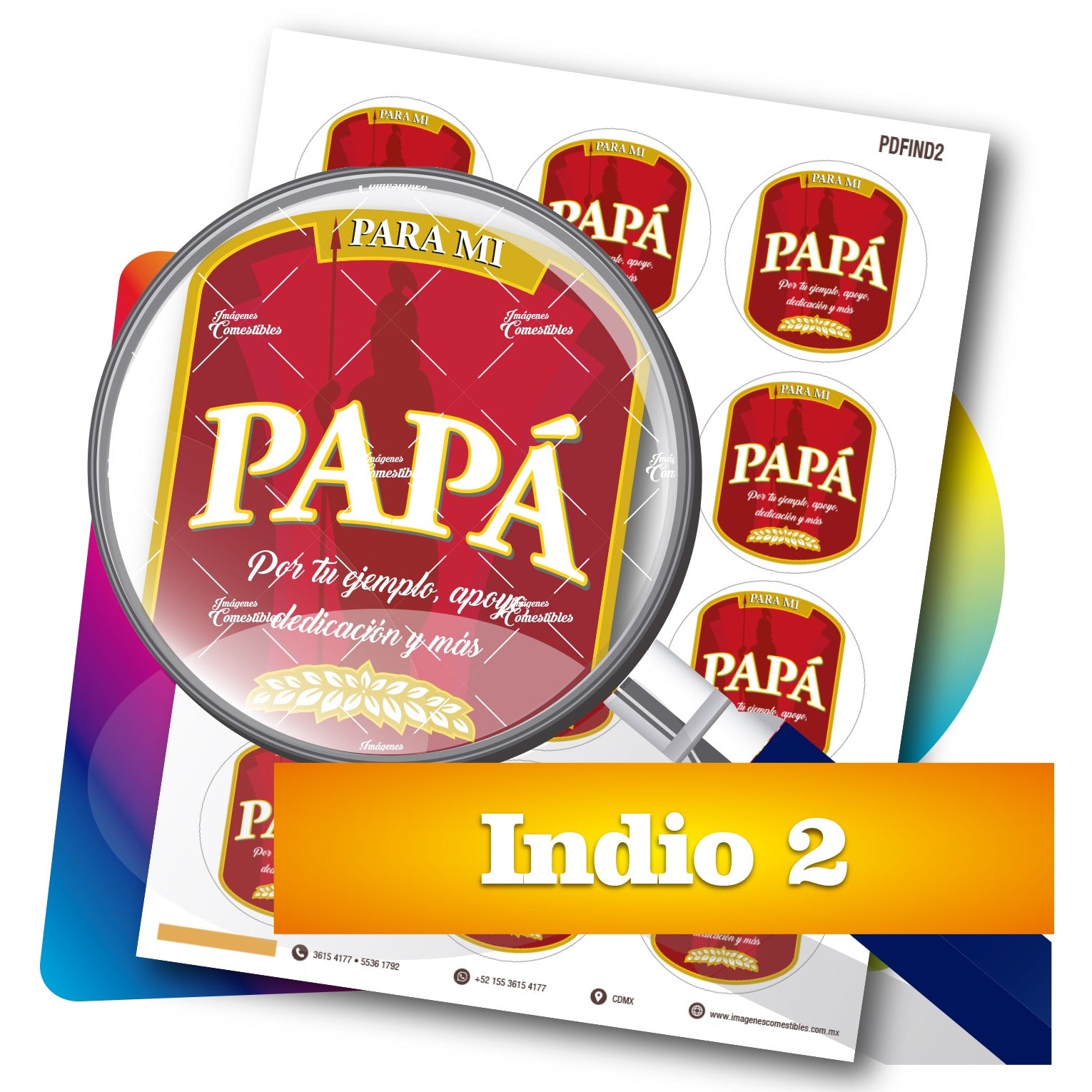 Planilla PDF con 12 círculos de 6 cm. Indio-2