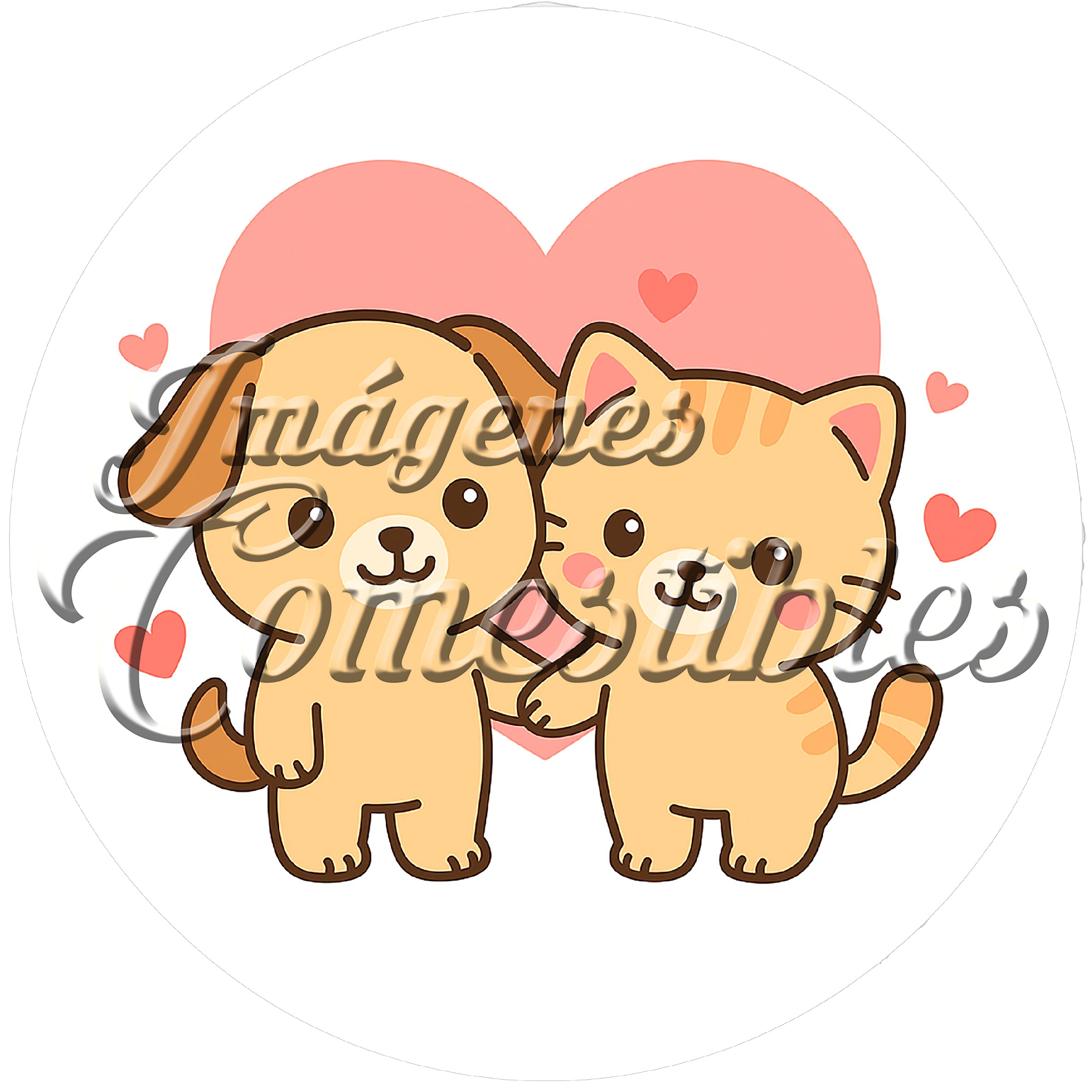 Oblea comestible - Kawaii perrito y gatito