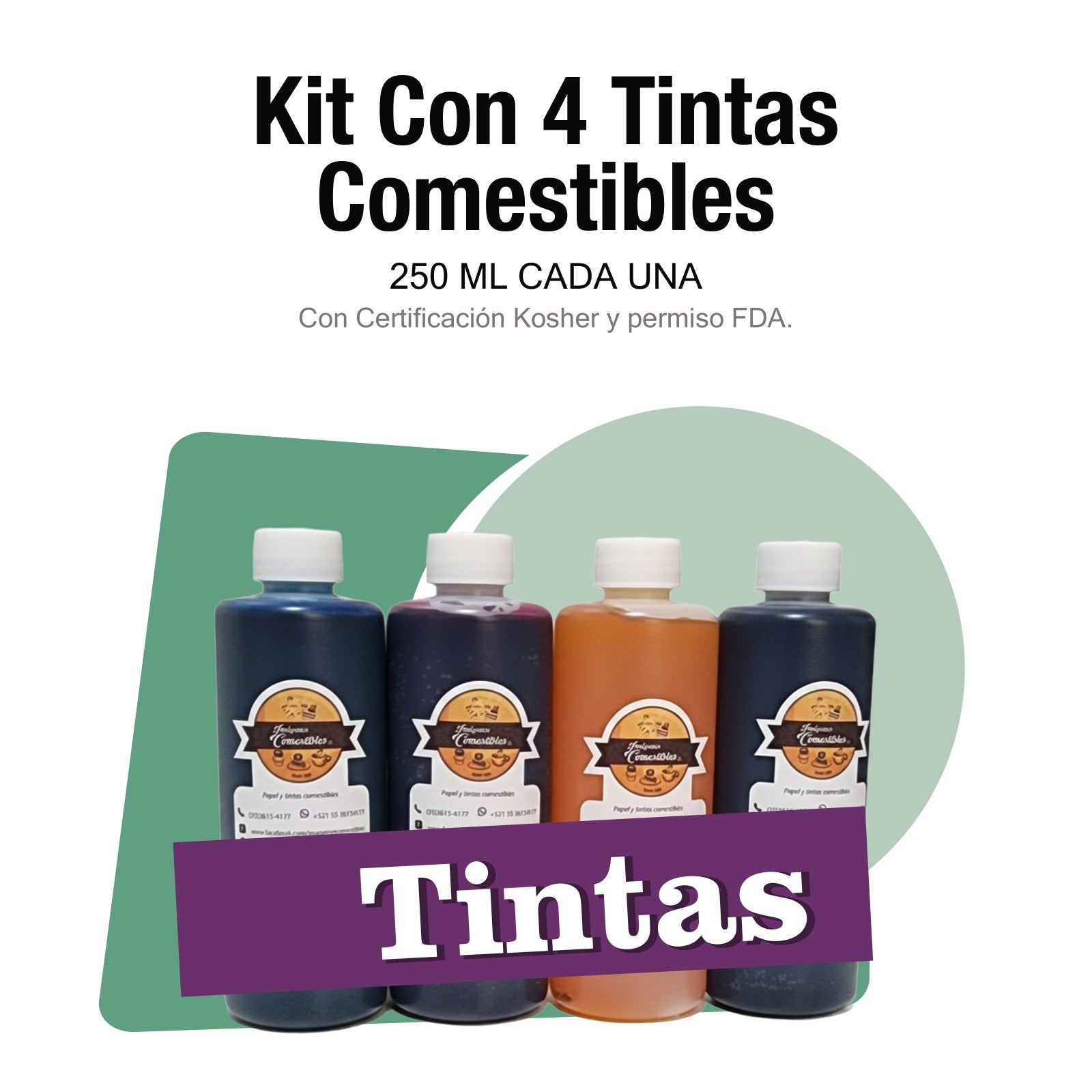 Kit 4 tintas comestibles