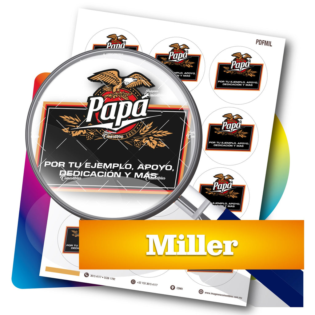 Planilla PDF con 12 círculos de 6 cm. Miller