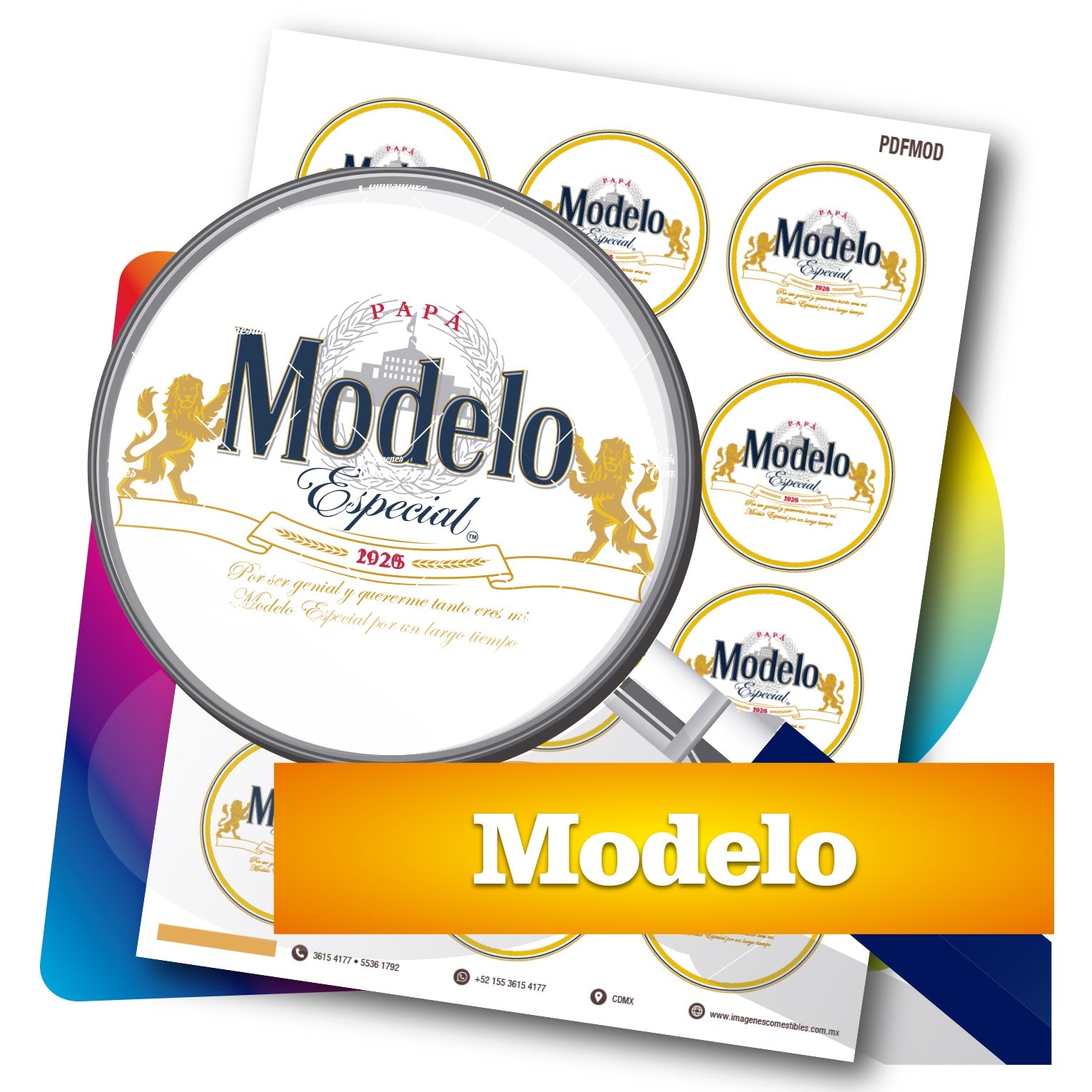 Planilla PDF con 12 círculos de 6 cm. Modelo