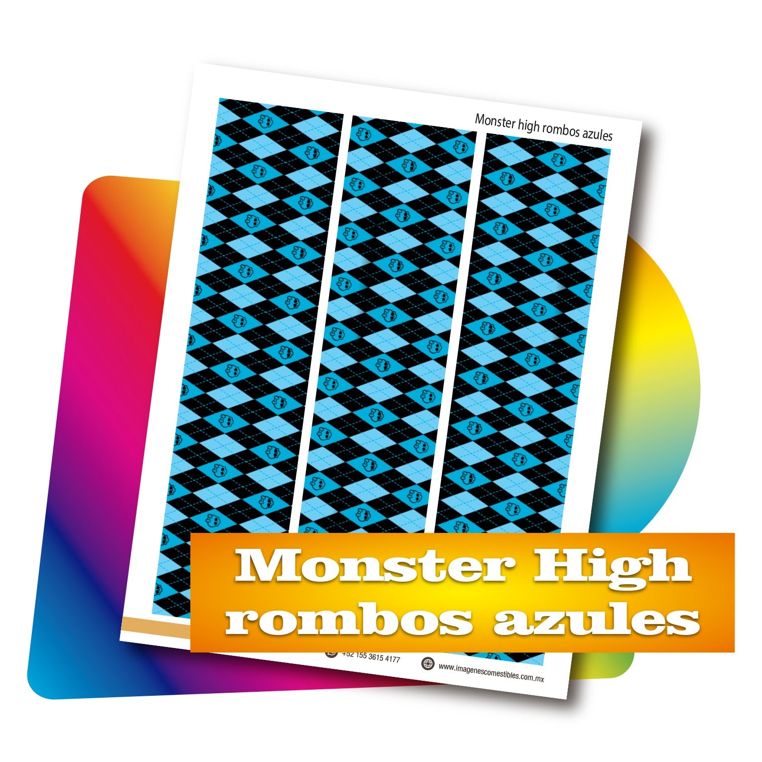 Cenefas PDF 3 de 6 cm. de alto Monster high rombos azules