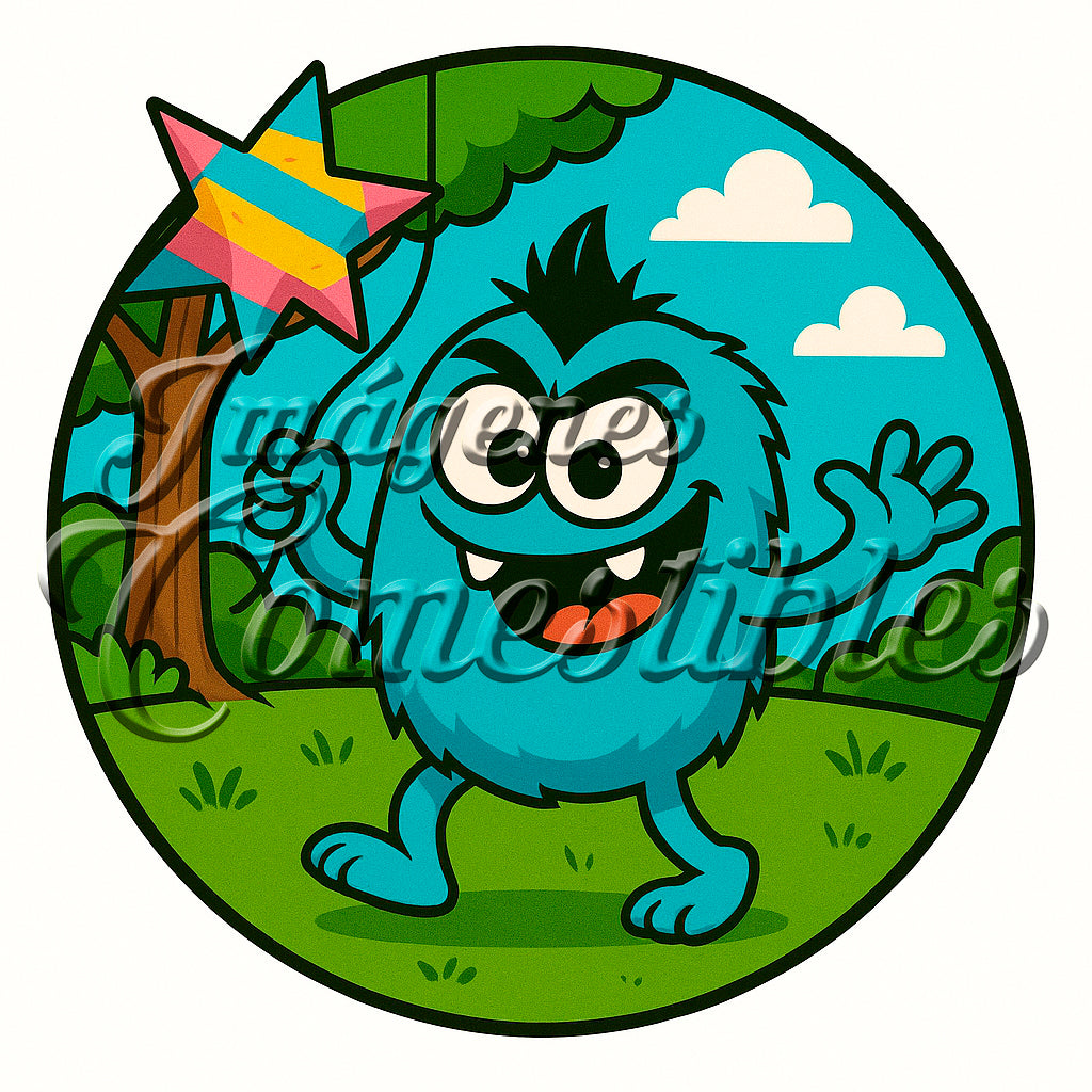 Oblea comestible - Monstruosito azul-5