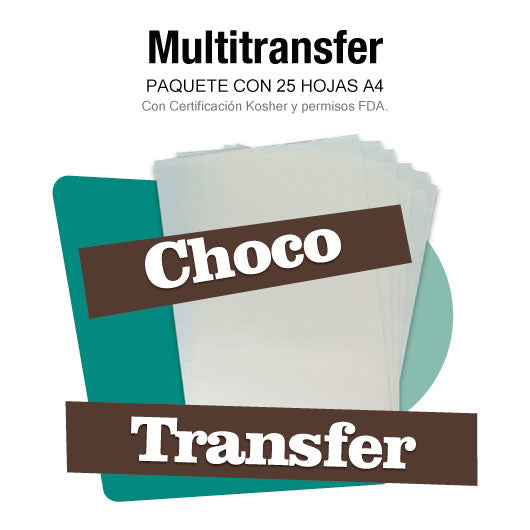 Paquete 25 transfer para chocolate (A4)
