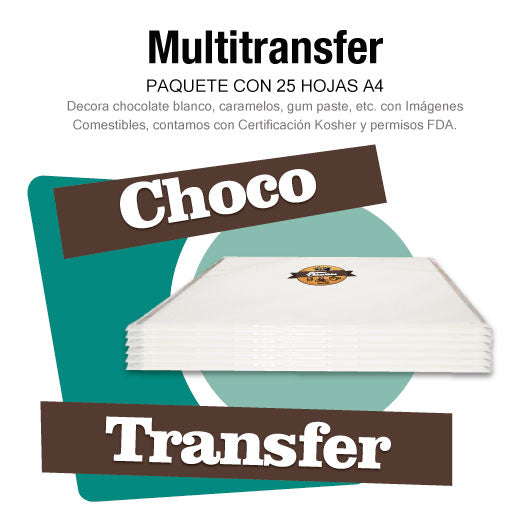 Paquete 25 transfer para chocolate (A4)