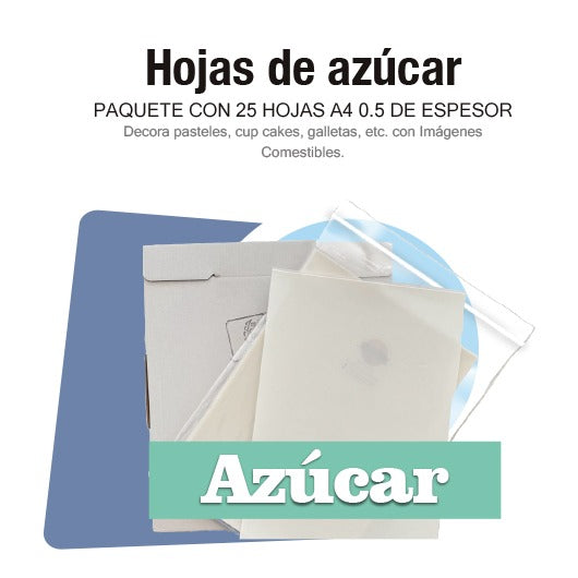 Paquete 25 hojas de azúcar calibre 0.50 (A4)