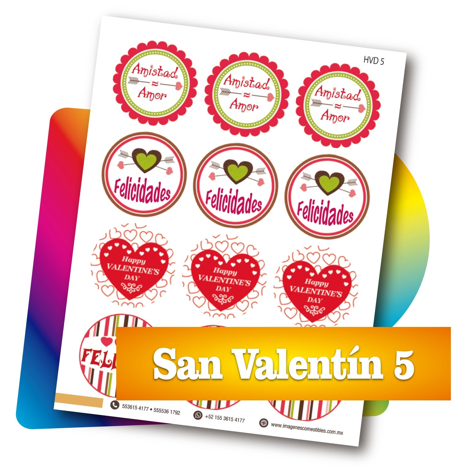 Planilla PDF con 12 círculos de 6 cm. San Valentín-5