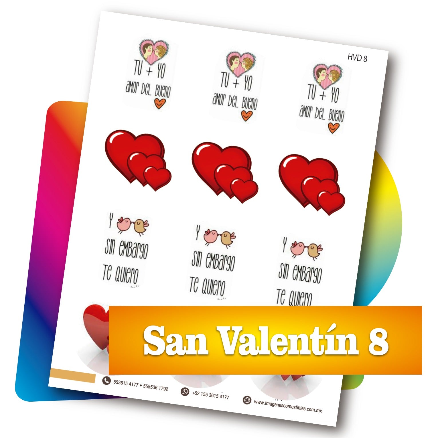 Planilla PDF con 12 círculos de 6 cm. San Valentín-8