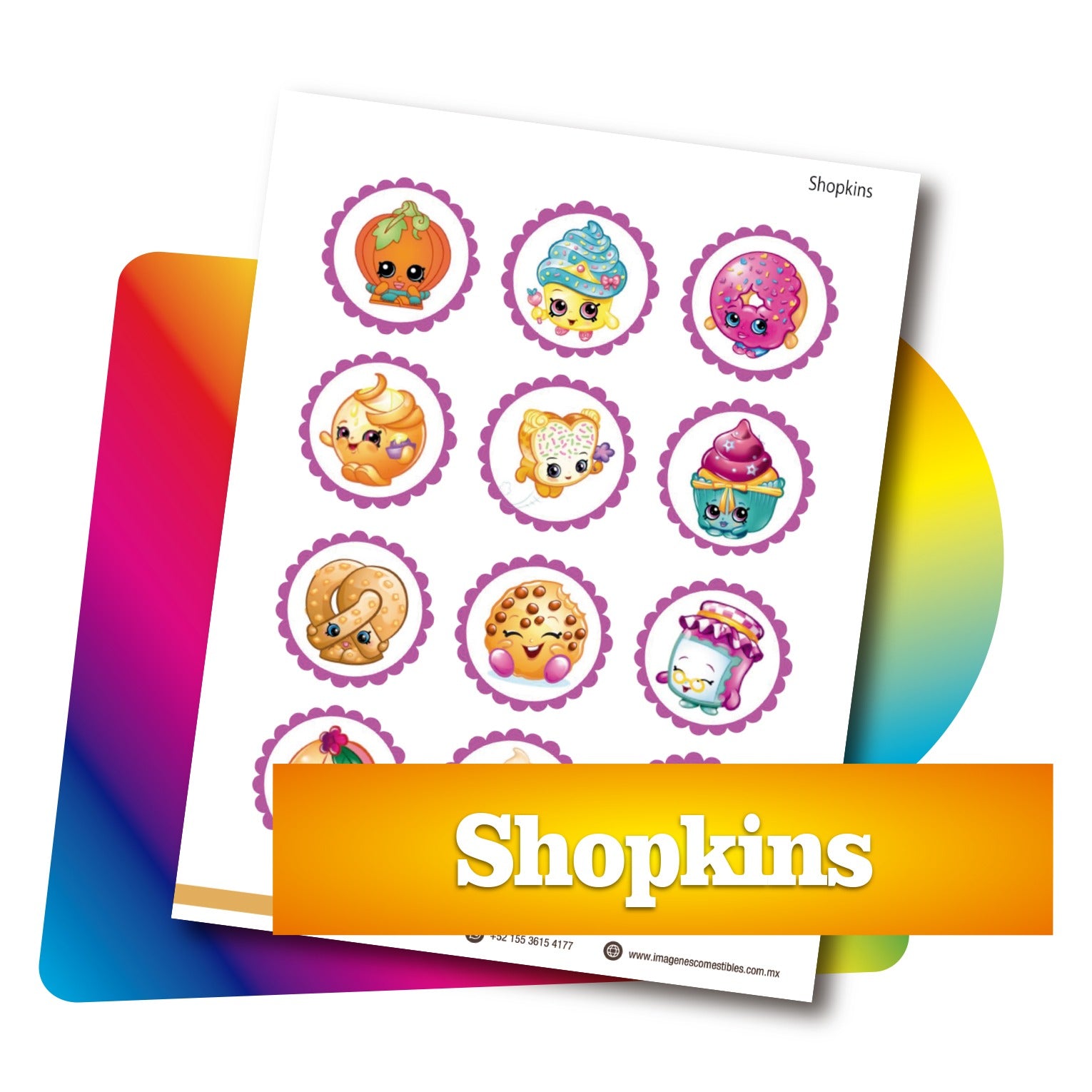 Planilla PDF con 12 círculos de 6 cm. Princesa Jazmín