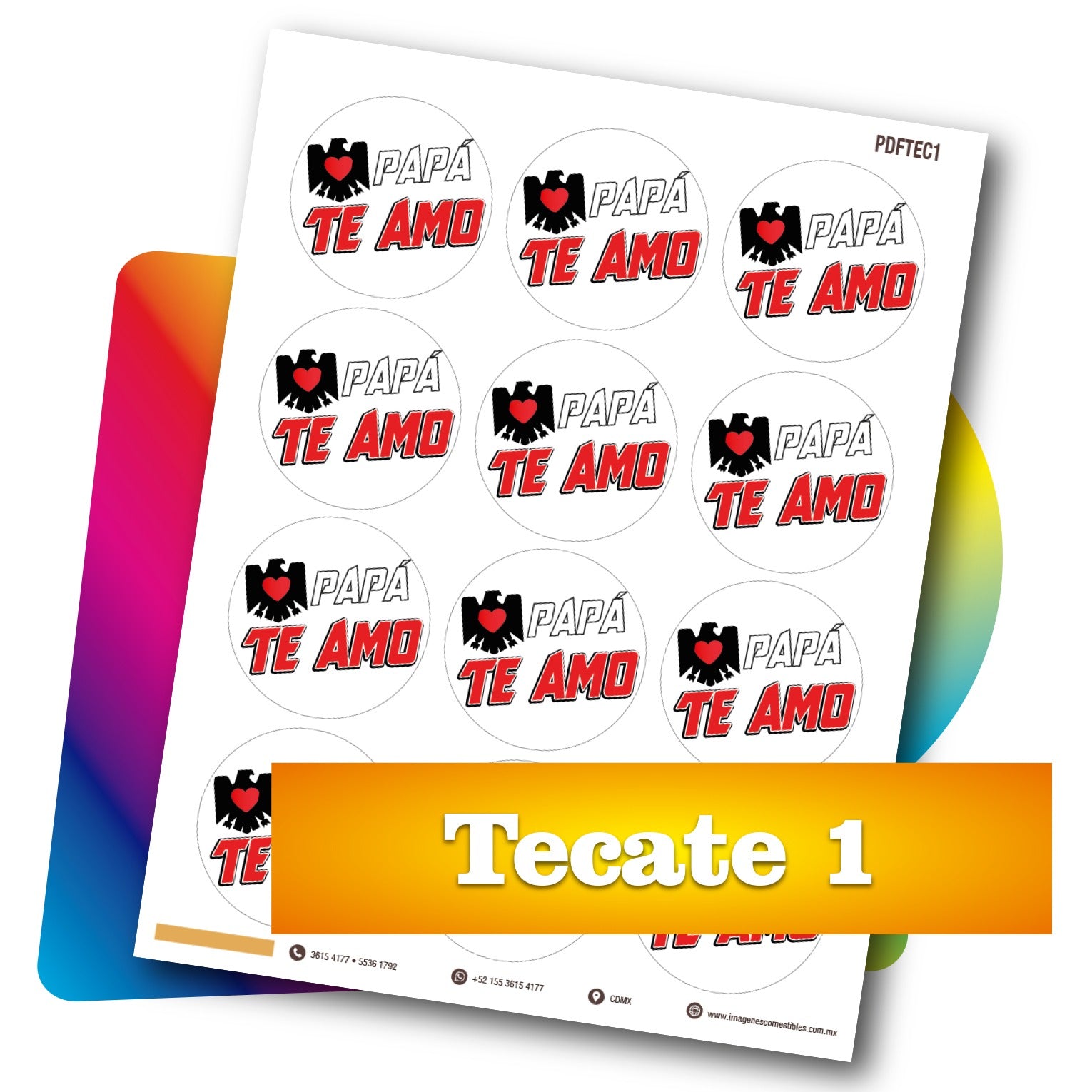 Planilla PDF con 12 círculos de 6 cm. Tecate-1