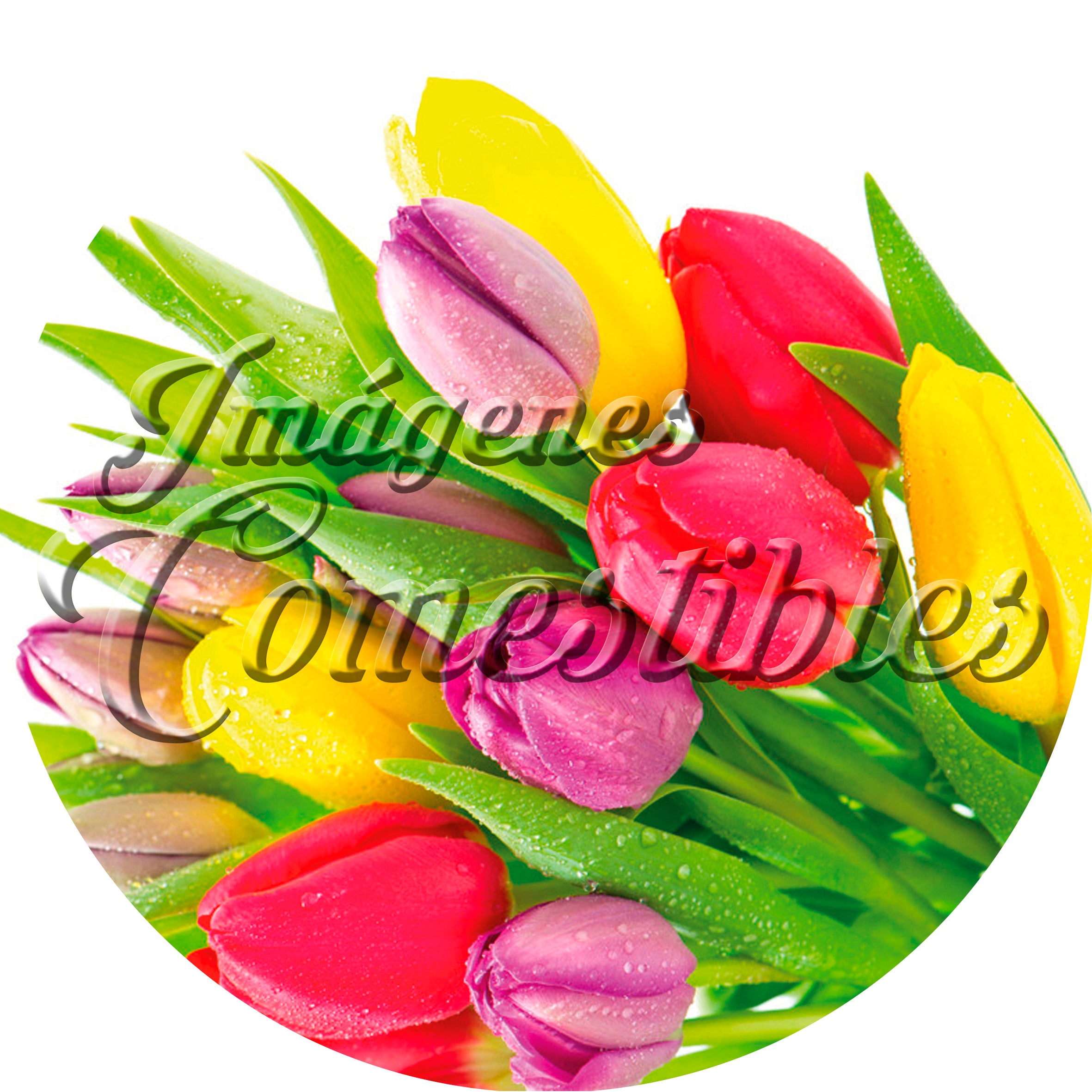 Oblea comestible - Rosas tulipanes